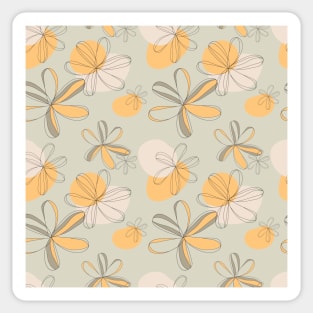 Yellow Cream Flower Line Sticker